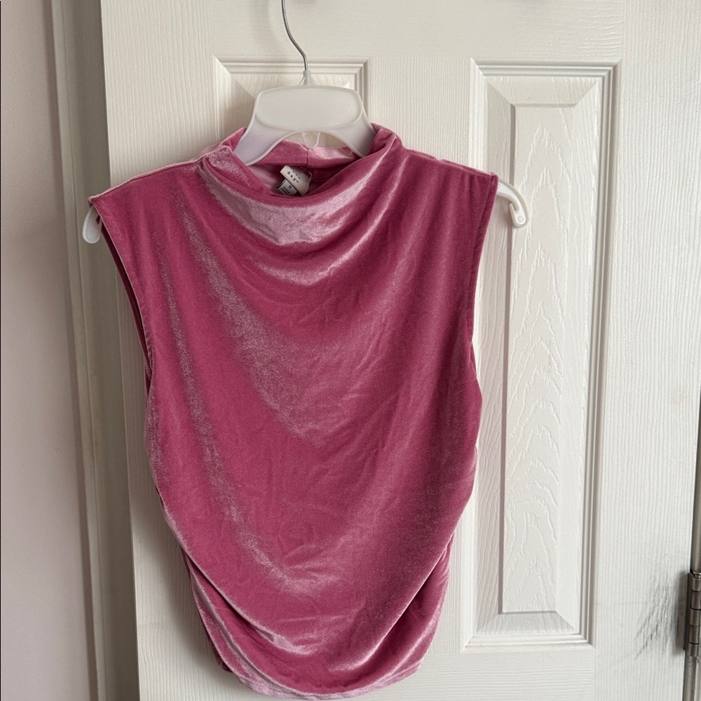 Pink Velvet Sleeveless Top